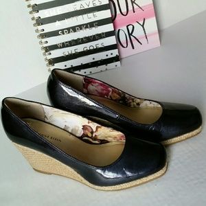 COPY - Anne Klein Patent Leather Navy Blue Wedges
